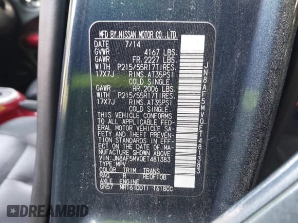 ✅ 2014 Nissan Juke S • VIN: JN8AF5MV0ET481383 • Lot: 42092877. Listed on IAAI with 185,617 mi. Free auction sales archive from the USA and detailed vehicle history report at DreamBid. Image 9.