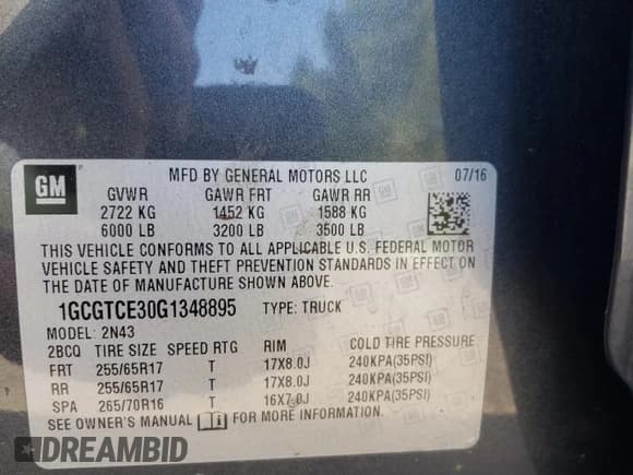 ✅ 2016 Chevrolet Colorado 4WD LT • VIN: 1GCGTCE30G1348895 • Лот: 71724404. Опубликован ранее на Copart с пробегом 106 268 миль. Бесплатный доступ к архиву аукционных продаж из США и подробный отчёт об истории автомобиля на DreamBid. Изображение 12.