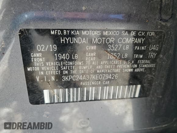 ✅ 2019 Hyundai Accent SE • VIN: 3KPC24A37KE079426 • Лот: 80451154. Опубликован ранее на Copart с пробегом 116 584 миль. Бесплатный доступ к архиву аукционных продаж из США и подробный отчёт об истории автомобиля на DreamBid. Изображение 13.