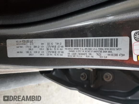 ✅ 2019 Ram 1500 Rebel • VIN: 1C6SRFLT3KN904672 • Lot: 82525125. Wystawiony na Copart z przebiegiem 52 223 mil. Bezpłatny archiwum sprzedaży aukcyjnych z USA i szczegółowy raport historii pojazdu na DreamBid. Zdjęcie 12.