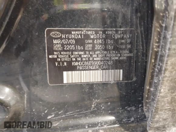 ✅ 2009 Hyundai Elantra Touring • VIN: KMHDC86E99U040248 • Lot: 43801670. Wystawiony na IAAI z przebiegiem 204 096 mil. Bezpłatny archiwum sprzedaży aukcyjnych z USA i szczegółowy raport historii pojazdu na DreamBid. Zdjęcie 9.