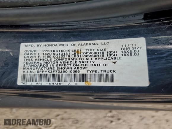 ✅ 2018 Honda Ridgeline RTL-E • VIN: 5FPYK3F73JB010566 • Lot: 93596735. Wystawiony na Copart z przebiegiem 133 168 mil. Bezpłatny archiwum sprzedaży aukcyjnych z USA i szczegółowy raport historii pojazdu na DreamBid. Zdjęcie 12.