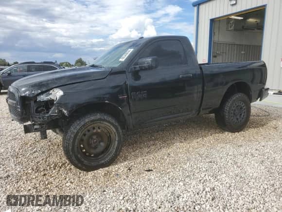 2017 Ram 1500 Tradesman with VIN 3C6JR7AT5HG641090, listed as a Copart auction lot 66348694 with 100,711 mi miles and Salvage title. Bid and sale history available at DreamBid. Image 1.