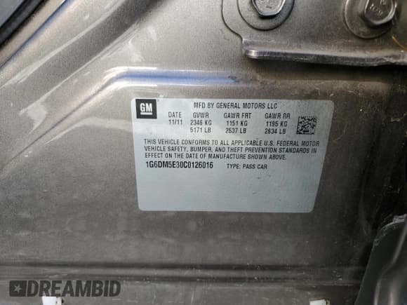 ✅ 2012 Cadillac CTS Performance • VIN: 1G6DM5E30C0126016 • Lot: 81252265. Wystawiony na Copart z przebiegiem 40 074 mil. Bezpłatny archiwum sprzedaży aukcyjnych z USA i szczegółowy raport historii pojazdu na DreamBid. Zdjęcie 13.