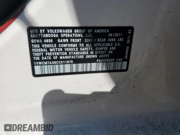 ✅ 2012 Volkswagen Passat SEL Premium • VIN: 1VWCM7A36CC011975 • Lot: 85645965. Wystawiony na Copart z przebiegiem 142 810 mil. Bezpłatny archiwum sprzedaży aukcyjnych z USA i szczegółowy raport historii pojazdu na DreamBid. Zdjęcie 12.