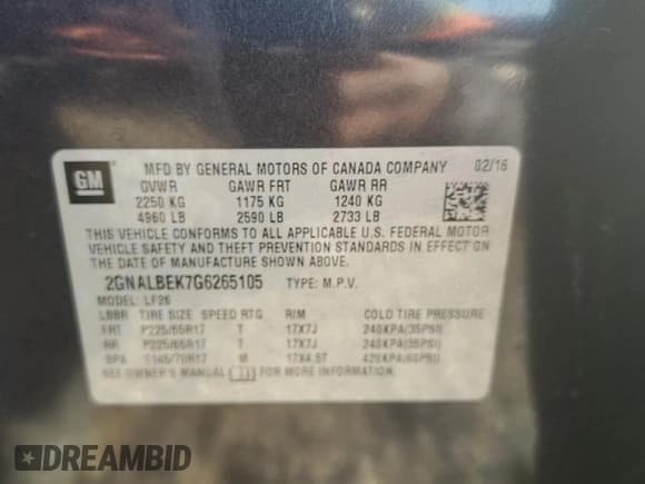 ✅ 2016 Chevrolet Equinox LS • VIN: 2GNALBEK7G6265105 • Lot: 86173155. Wystawiony na Copart z przebiegiem 111 823 mil. Bezpłatny archiwum sprzedaży aukcyjnych z USA i szczegółowy raport historii pojazdu na DreamBid. Zdjęcie 13.