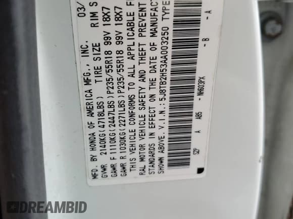 ✅ 2010 Acura RDX Technology • VIN: 5J8TB2H53AA003250 • Лот: 60310005. Опубликован ранее на Copart с пробегом 145 027 миль. Бесплатный доступ к архиву аукционных продаж из США и подробный отчёт об истории автомобиля на DreamBid. Изображение 13.