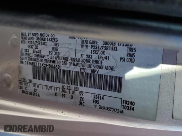 ✅ 2002 Ford Econoline Passenger XL • VIN: 1FMRE11LX2HB04681 • Lot: 60885454. Listed on Copart with 114,665 mi. Free auction sales archive from the USA and detailed vehicle history report at DreamBid. Image 13.