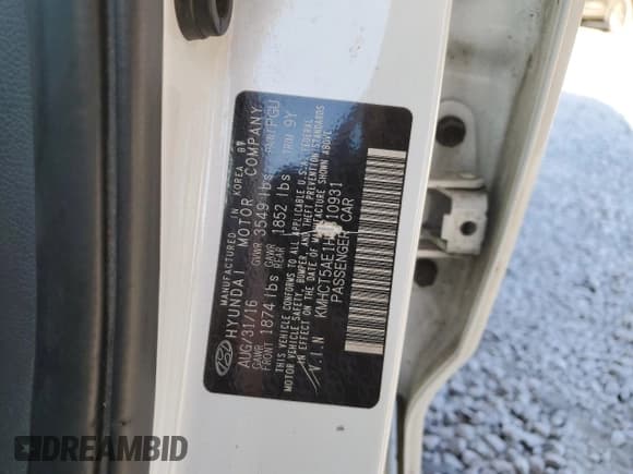 ✅ 2017 Hyundai Accent SE • VIN: KMHCT5AE1HU310931 • Лот: 75959144. Опубликован ранее на Copart с пробегом 110 071 миль. Бесплатный доступ к архиву аукционных продаж из США и подробный отчёт об истории автомобиля на DreamBid. Изображение 12.