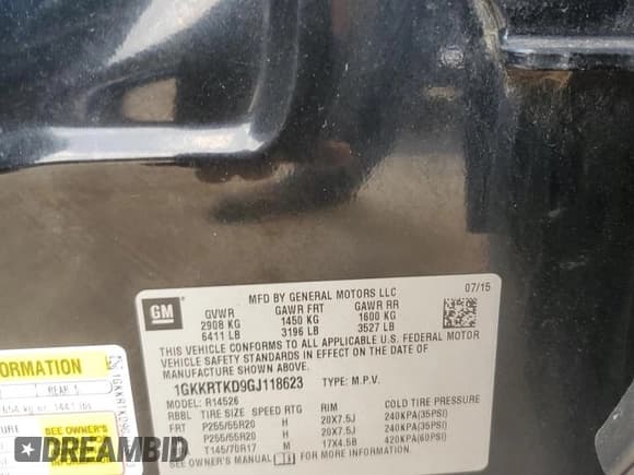 ✅ 2016 GMC Acadia Denali • VIN: 1GKKRTKD9GJ118623 • Lot: 66695345. Listed on Copart with Not provided. Free auction sales archive from the USA and detailed vehicle history report at DreamBid. Image 13.