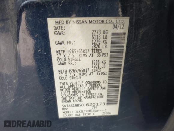 ✅ 2012 Nissan Pathfinder SV • VIN: 5N1AR1NB5CC620173 • Lot: 43627772. Wystawiony na IAAI z przebiegiem 157 478 mil. Bezpłatny archiwum sprzedaży aukcyjnych z USA i szczegółowy raport historii pojazdu na DreamBid. Zdjęcie 9.