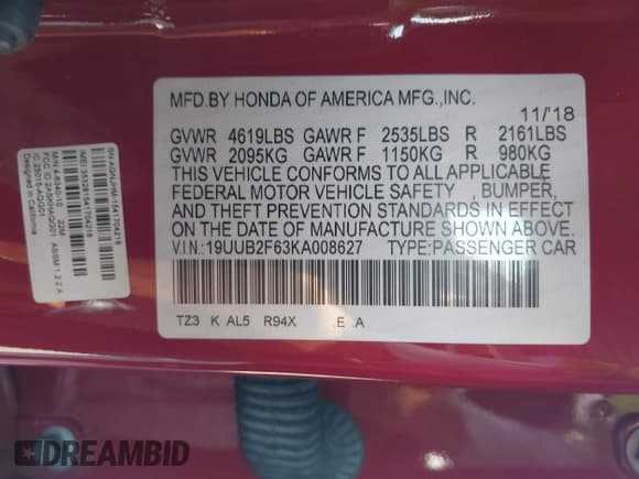 ✅ 2019 Acura TLX w/A-Spec Pkg • VIN: 19UUB2F63KA008627 • Lot: 43420717. Listed on IAAI with 79,448 mi. Free auction sales archive from the USA and detailed vehicle history report at DreamBid. Image 9.