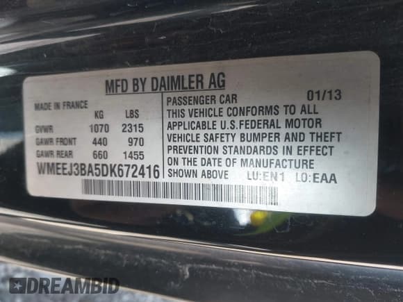 ✅ 2013 Smart fortwo Pure • VIN: WMEEJ3BA5DK672416 • Lot: 41820199. Wystawiony na IAAI z przebiegiem 75 875 mil. Bezpłatny archiwum sprzedaży aukcyjnych z USA i szczegółowy raport historii pojazdu na DreamBid. Zdjęcie 9.