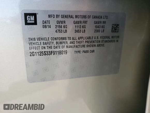 ✅ 2015 Chevrolet Impala LT • VIN: 2G1125S33F9118019 • Лот: 75529994. Опубликован ранее на Copart с пробегом 116 643 миль. Бесплатный доступ к архиву аукционных продаж из США и подробный отчёт об истории автомобиля на DreamBid. Изображение 12.