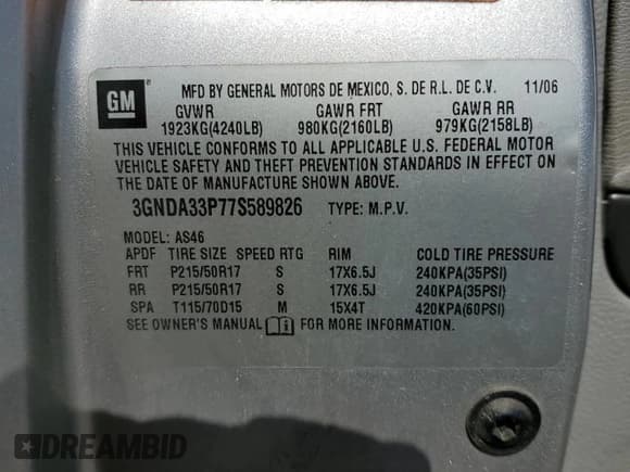 ✅ 2007 Chevrolet HHR LT • VIN: 3GNDA33P77S589826 • Lot: 51762505. Listed on Copart with Not provided. Free auction sales archive from the USA and detailed vehicle history report at DreamBid. Image 13.