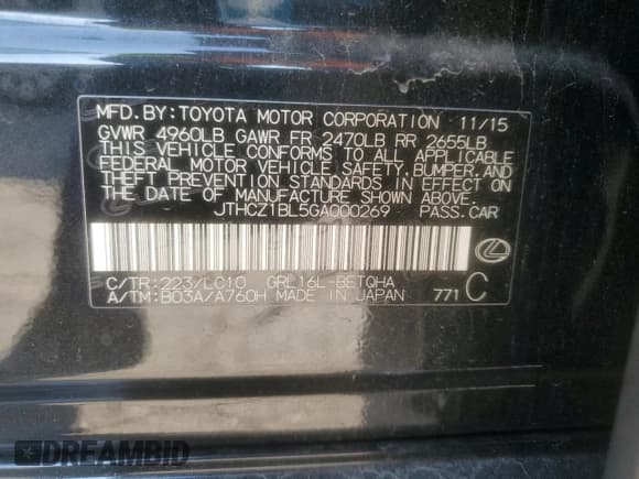 ✅ 2016 Lexus GS 350 • VIN: JTHCZ1BL5GA000269 • Лот: 82443185. Опубликован ранее на Copart с пробегом 93 791 миль. Бесплатный доступ к архиву аукционных продаж из США и подробный отчёт об истории автомобиля на DreamBid. Изображение 12.