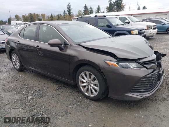 ✅ 2018 Toyota Camry LE • VIN: JTNB11HK2J3038844 • Lot: 43565913. Listed on IAAI with 22,804 mi. Free auction sales archive from the USA and detailed vehicle history report at DreamBid. Image 1.