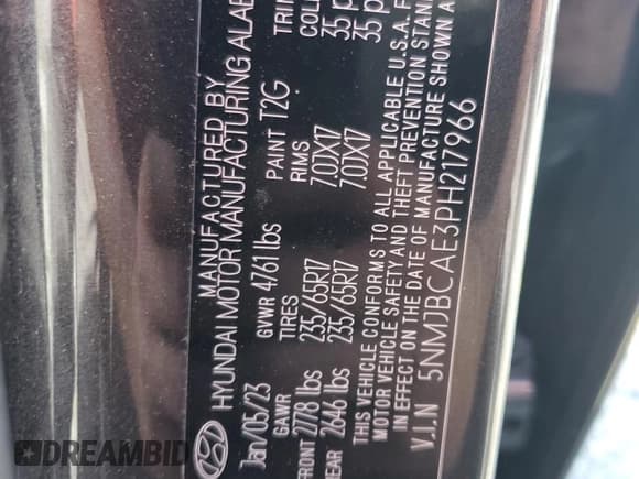 ✅ 2023 Hyundai Tucson SEL • VIN: 5NMJBCAE3PH217966 • Lot: 60614095. Wystawiony na Copart z przebiegiem 49 571 mil. Bezpłatny archiwum sprzedaży aukcyjnych z USA i szczegółowy raport historii pojazdu na DreamBid. Zdjęcie 14.