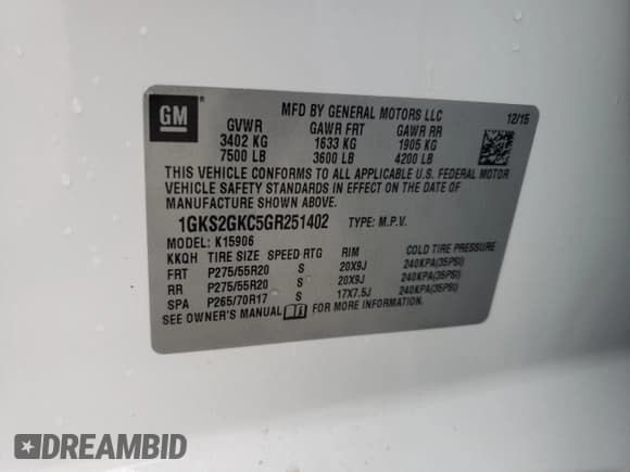 ✅ 2016 GMC Yukon XL SLT • VIN: 1GKS2GKC5GR251402 • Лот: 82704875. Опубликован ранее на Copart с пробегом 201 985 миль. Бесплатный доступ к архиву аукционных продаж из США и подробный отчёт об истории автомобиля на DreamBid. Изображение 13.