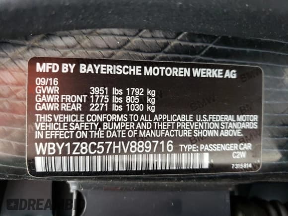 ✅ 2017 BMW i3 • VIN: WBY1Z8C57HV889716 • Lot: 66951452. Listed on Copart with 43,037 mi. Free auction sales archive from the USA and detailed vehicle history report at DreamBid. Image 15.