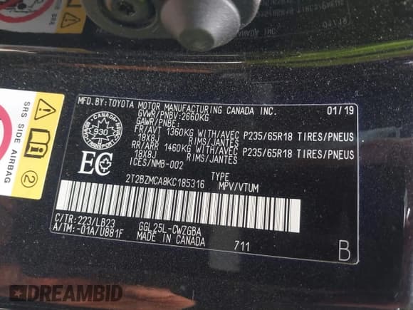 ✅ 2019 Lexus RX 350 • VIN: 2T2BZMCA8KC185316 • Lot: 43460320. Listed on IAAI with 79,363 mi. Free auction sales archive from the USA and detailed vehicle history report at DreamBid. Image 9.