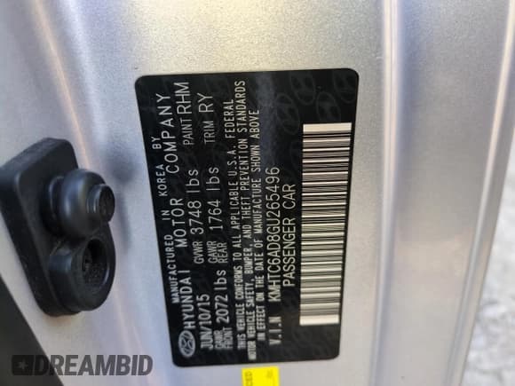 ✅ 2016 Hyundai Veloster • VIN: KMHTC6AD8GU265496 • Lot: 87926045. Listed on Copart with 165,896 mi. Free auction sales archive from the USA and detailed vehicle history report at DreamBid. Image 12.