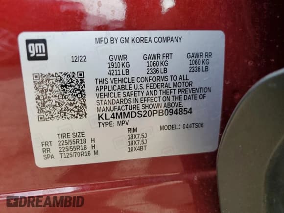 ✅ 2023 Buick Encore GX Select • VIN: KL4MMDS20PB094854 • Lot: 71909415. Listed on Copart with 15,411 mi. Free auction sales archive from the USA and detailed vehicle history report at DreamBid. Image 13.