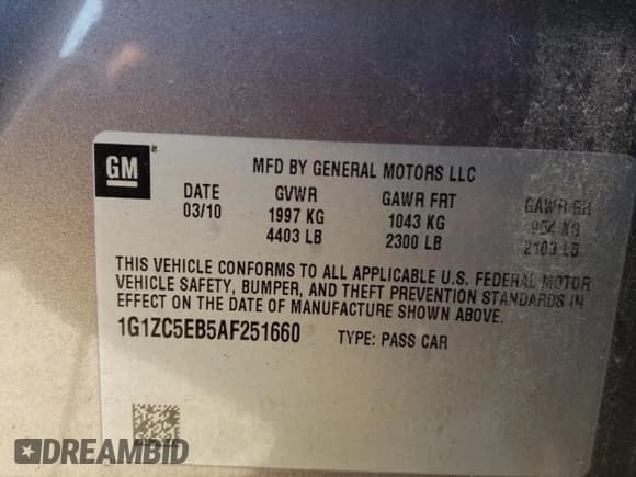 ✅ 2010 Chevrolet Malibu 1LT • VIN: 1G1ZC5EB5AF251660 • Lot: 84372744. Wystawiony na Copart z przebiegiem 144 447 mil. Bezpłatny archiwum sprzedaży aukcyjnych z USA i szczegółowy raport historii pojazdu na DreamBid. Zdjęcie 12.