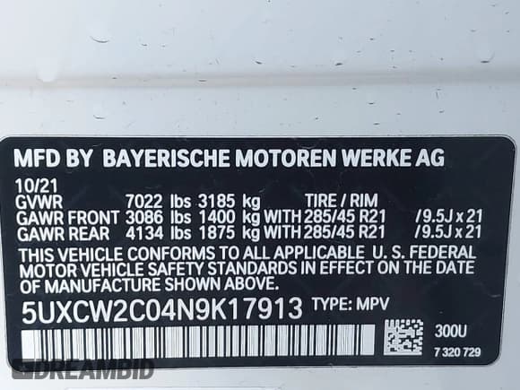 ✅ 2022 BMW X7 xDrive40i • VIN: 5UXCW2C04N9K17913 • Lot: 43603564. Listed on IAAI with 54,949 mi. Free auction sales archive from the USA and detailed vehicle history report at DreamBid. Image 9.
