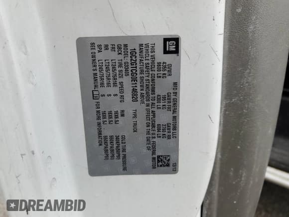 ✅ 2014 Chevrolet Express Cargo • VIN: 1GCZGTCG0E1146820 • Lot: 78007574. Listed on Copart with Not provided. Free auction sales archive from the USA and detailed vehicle history report at DreamBid. Image 14.