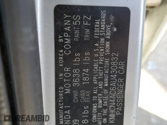 2010 Hyundai Accent GLS с VIN KMHCN4AC6AU430832, выставлен на аукционе Copart как лот 75715324 с пробегом 124 600 миль миль и Списание • Salvage title. История ставок и продаж доступна на DreamBid. Изображение 12.