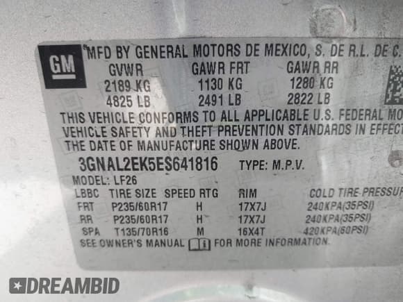 ✅ 2014 Chevrolet Captiva Sport LS • VIN: 3GNAL2EK5ES641816 • Lot: 41423356. Wystawiony na IAAI z przebiegiem 145 961 mil. Bezpłatny archiwum sprzedaży aukcyjnych z USA i szczegółowy raport historii pojazdu na DreamBid. Zdjęcie 9.
