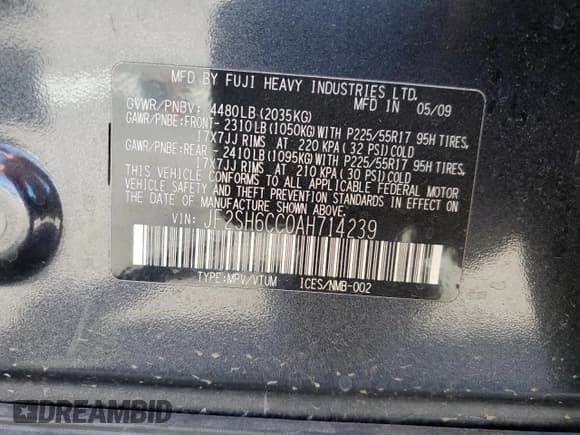 ✅ 2010 Subaru Forester X Premium • VIN: JF2SH6CC0AH714239 • Лот: 71533495. Опубликован ранее на Copart с пробегом 141 522 миль. Бесплатный доступ к архиву аукционных продаж из США и подробный отчёт об истории автомобиля на DreamBid. Изображение 13.