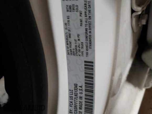 2020 Ram 1500 Big Horn z VIN 1C6SRFFT7LN313340, wystawiony jako Copart lot #65309875 z przebiegiem 80 876 mil mil oraz Nie do naprawy • Non repairable. Historia ofert i sprzedaży dostępna na DreamBid. Obrazek 12.