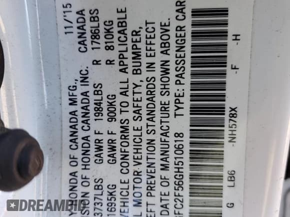 ✅ 2016 Honda Civic LX • VIN: 2HGFC2F56GH510618 • Lot: 92568485. Listed on Copart with 101,411 mi. Free auction sales archive from the USA and detailed vehicle history report at DreamBid. Image 12.