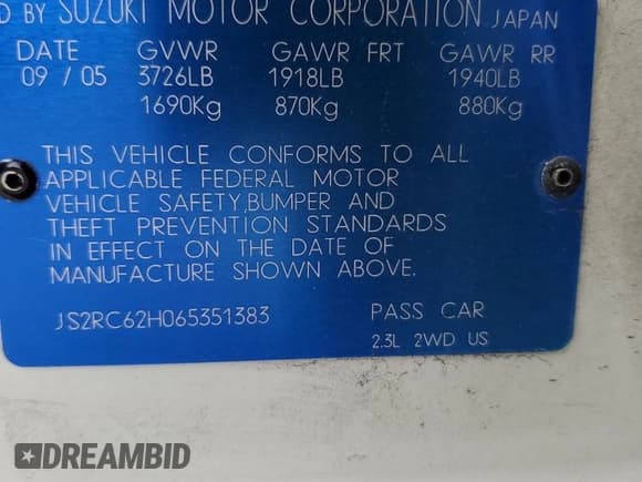 ✅ 2006 Suzuki Aerio Premium • VIN: JS2RC62H065351383 • Lot: 82933084. Wystawiony na Copart z przebiegiem 80 771 mil. Bezpłatny archiwum sprzedaży aukcyjnych z USA i szczegółowy raport historii pojazdu na DreamBid. Zdjęcie 12.