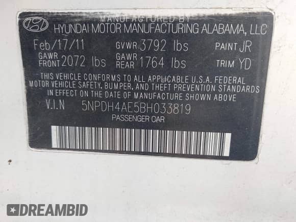 2011 Hyundai Elantra GLS с VIN 5NPDH4AE5BH033819, выставлен на аукционе IAAI как лот 43457215 с пробегом 107 736 миль миль и . История ставок и продаж доступна на DreamBid. Изображение 9.