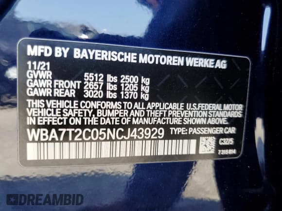 ✅ 2022 BMW 7 Series 740i • VIN: WBA7T2C05NCJ43929 • Лот: 69143305. Опубликован ранее на Copart с пробегом 28 559 миль. Бесплатный доступ к архиву аукционных продаж из США и подробный отчёт об истории автомобиля на DreamBid. Изображение 12.