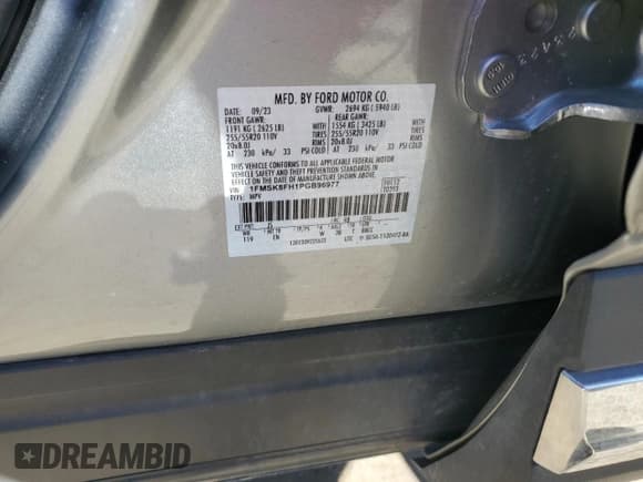 ✅ 2023 Ford Explorer Limited • VIN: 1FMSK8FH1PGB96977 • Лот: 84413775. Опубликован ранее на Copart с пробегом 26 173 миль. Бесплатный доступ к архиву аукционных продаж из США и подробный отчёт об истории автомобиля на DreamBid. Изображение 13.