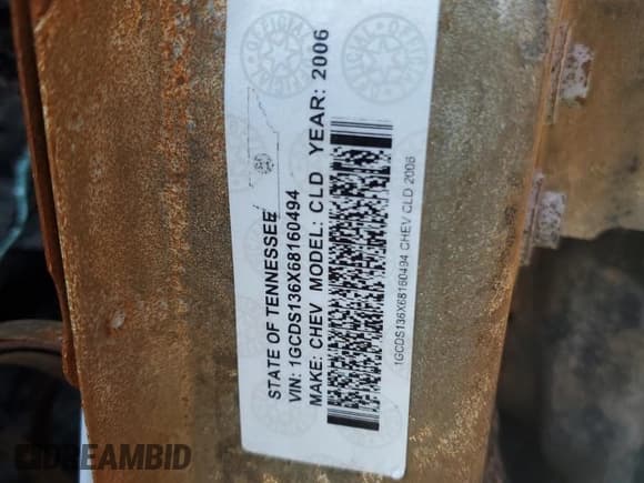 ✅ 2006 Chevrolet Colorado 3LT • VIN: 1GCDS136X68160494 • Lot: 54690815. Listed on Copart with Not provided. Free auction sales archive from the USA and detailed vehicle history report at DreamBid. Image 12.