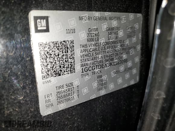 ✅ 2019 Chevrolet Colorado 4WD Z71 • VIN: 1GCGTDEN3K1183098 • Lot: 92751055. Listed on Copart with 86,528 mi. Free auction sales archive from the USA and detailed vehicle history report at DreamBid. Image 12.