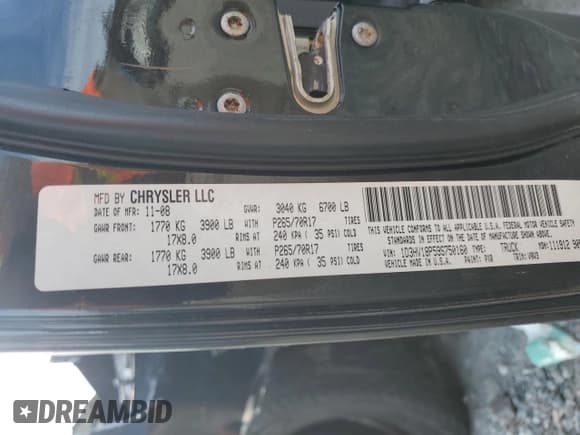 ✅ 2009 Dodge 1500 TRX • VIN: 1D3HV18P59S750160 • Lot: 62402445. Wystawiony na Copart z przebiegiem 113 436 mil. Bezpłatny archiwum sprzedaży aukcyjnych z USA i szczegółowy raport historii pojazdu na DreamBid. Zdjęcie 12.