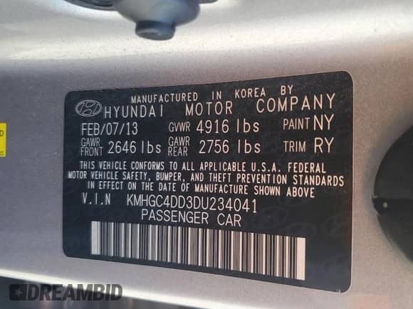 2013 Hyundai Genesis 3.8L z VIN KMHGC4DD3DU234041, wystawiony jako Copart lot #74628644 z przebiegiem 258 517 mil mil oraz Czysty tytuł • Clean title. Historia ofert i sprzedaży dostępna na DreamBid. Obrazek 12.