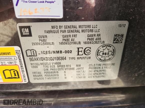 ✅ 2013 Buick Enclave Premium • VIN: 5GAKVDKD3DJ106364 • Лот: 89856295. Опубликован ранее на Copart с пробегом 154 049 миль. Бесплатный доступ к архиву аукционных продаж из США и подробный отчёт об истории автомобиля на DreamBid. Изображение 13.