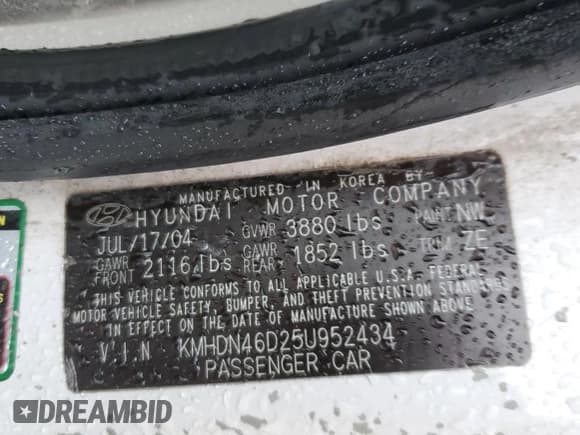 ✅ 2005 Hyundai Elantra GLS • VIN: KMHDN46D25U952434 • Lot: 84443804. Wystawiony na Copart z przebiegiem 399 355 mil. Bezpłatny archiwum sprzedaży aukcyjnych z USA i szczegółowy raport historii pojazdu na DreamBid. Zdjęcie 12.