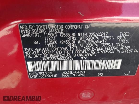 ✅ 2006 Toyota RAV4 • VIN: JTMZD33V765023162 • Lot: 40449322. Wystawiony na IAAI z przebiegiem 248 806 mil. Bezpłatny archiwum sprzedaży aukcyjnych z USA i szczegółowy raport historii pojazdu na DreamBid. Zdjęcie 9.