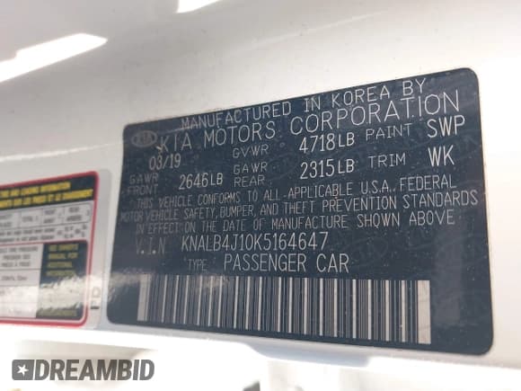 ✅ 2019 Kia Cadenza Premium • VIN: KNALB4J10K5164647 • Lot: 41688795. Listed on IAAI with 56,201 mi. Free auction sales archive from the USA and detailed vehicle history report at DreamBid. Image 9.