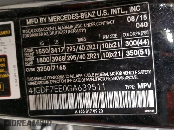 ✅ 2016 Mercedes-Benz GL 63 AMG • VIN: 4JGDF7EE0GA639511 • Лот: 52012845. Опубликован ранее на Copart с пробегом 141 711 миль. Бесплатный доступ к архиву аукционных продаж из США и подробный отчёт об истории автомобиля на DreamBid. Изображение 14.