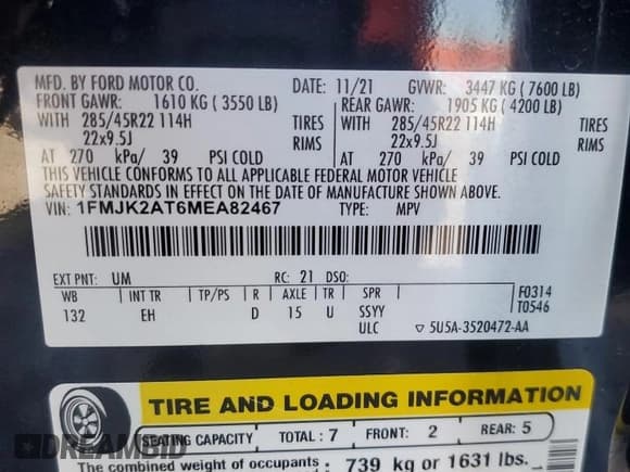 ✅ 2021 Ford Expedition Max Limited • VIN: 1FMJK2AT6MEA82467 • Lot: 87018635. Wystawiony na Copart z przebiegiem 91 703 mil. Bezpłatny archiwum sprzedaży aukcyjnych z USA i szczegółowy raport historii pojazdu na DreamBid. Zdjęcie 14.