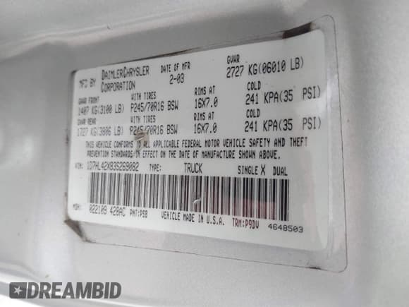 ✅ 2003 Dodge Dakota SLT • VIN: 1D7HL42X83S269082 • Lot: 41890813. Wystawiony na IAAI z przebiegiem Nie podano. Bezpłatny archiwum sprzedaży aukcyjnych z USA i szczegółowy raport historii pojazdu na DreamBid. Zdjęcie 9.